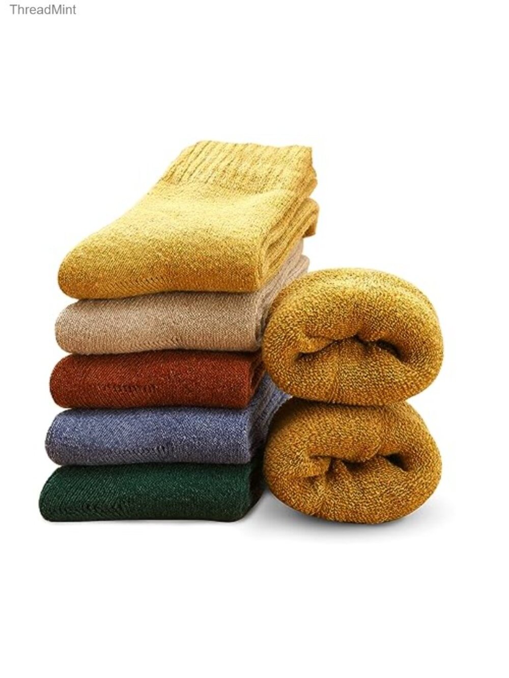 Wool Blend Thermal Crew Boot Socks 5 Pairs Cozy Warm Winter Women